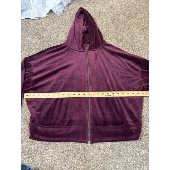 Express brand velour full zip up hoodie velour velvet purple hooded sweatshirt M - Picture 7 of 8